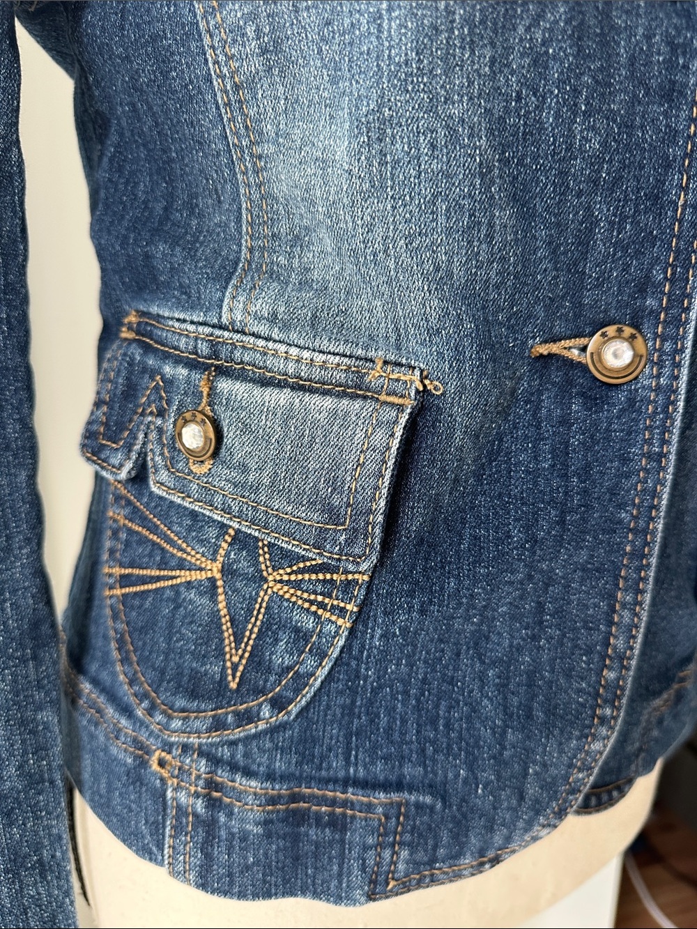 VINTAGE Y2K 725 ORIGINALS Women's Denim Jean Blazer Jacket Blue Size Small - Picture 4 of 10